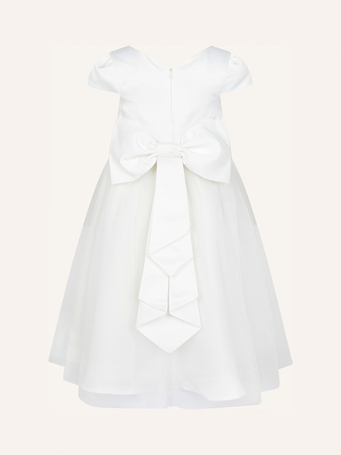 Monsoon Kids' Tulle Bow Bridesmaid Dress, Ivory, 8 years