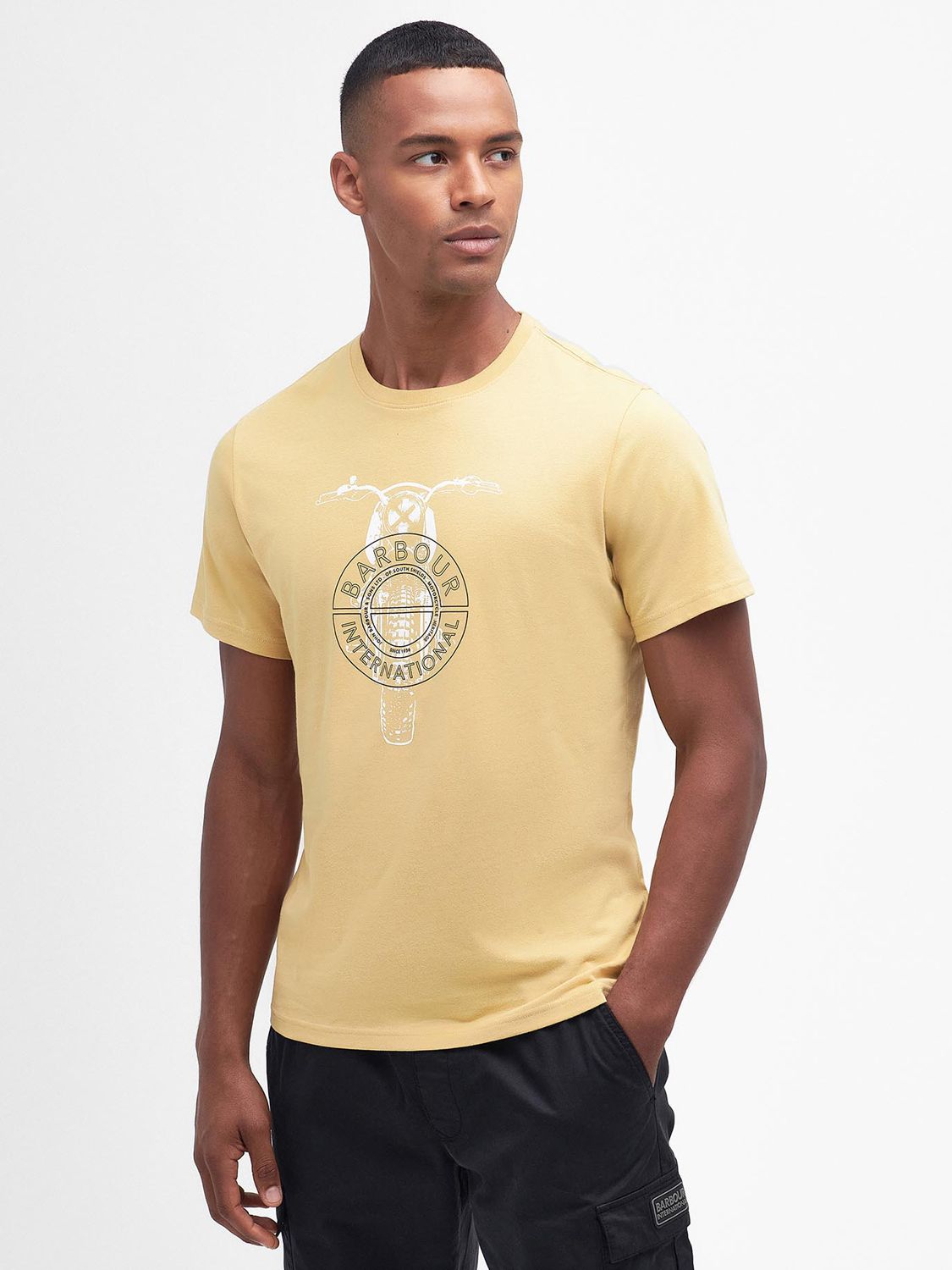 Barbour International Graphic T-Shirt, Yellow/White at John Lewis ...