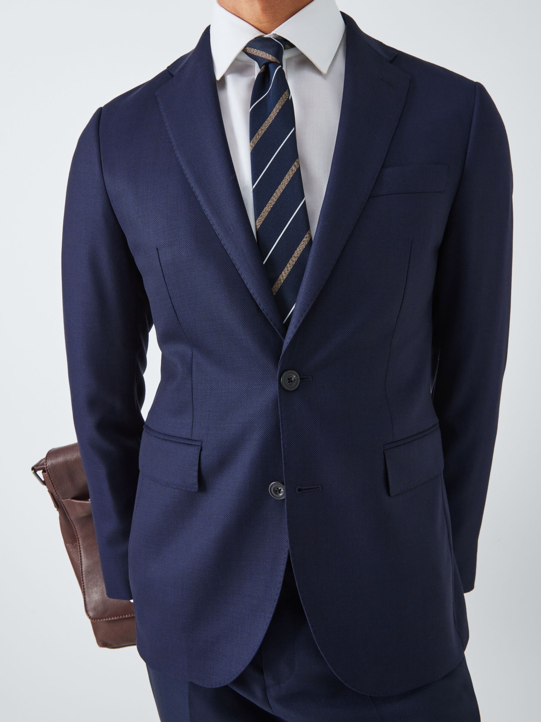 John Lewis S100's Birdseye Regular Fit Suit Jacket, Navy, 42S