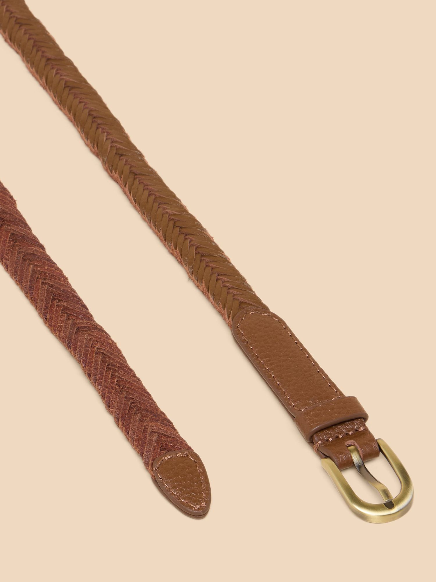 Buy White Stuff Plaited Leather Skinny Belt, Mid Tan Online at johnlewis.com