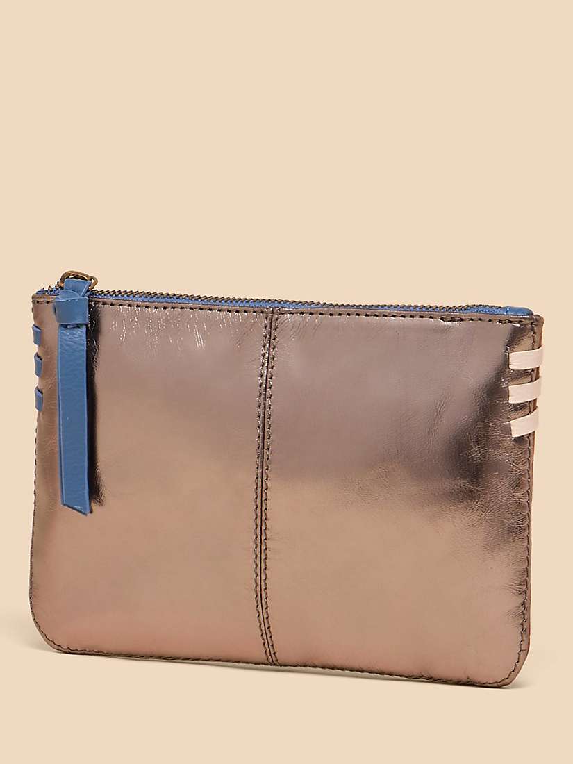 Buy White Stuff Leather Zip Top Pouch, Tan/Multi Online at johnlewis.com