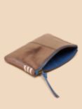 White Stuff Leather Zip Top Pouch, Tan/Multi