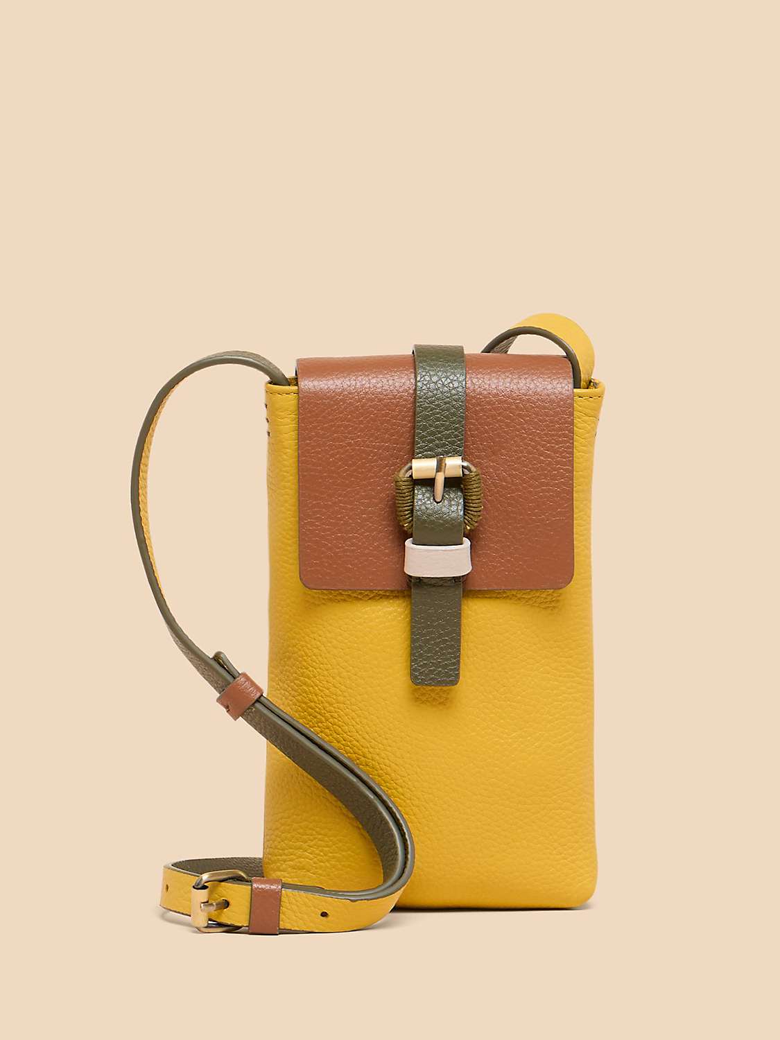 Buy White Stuff Leather Phone Bag, Yellow/Multi Online at johnlewis.com