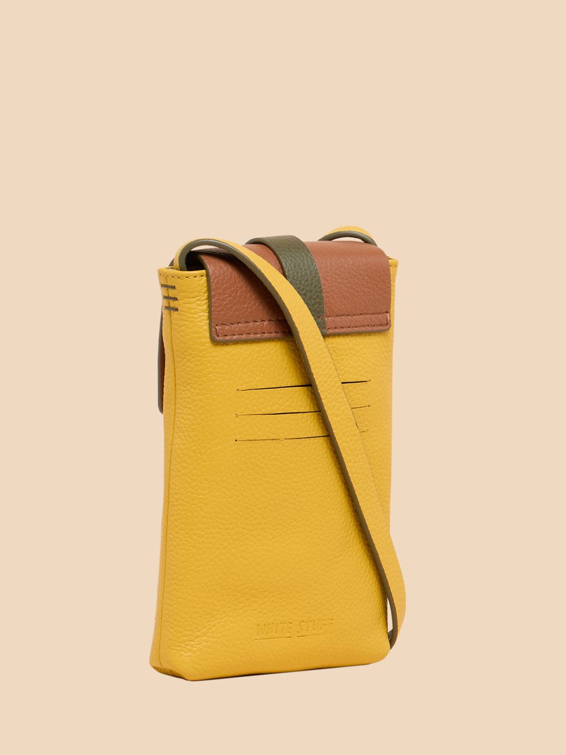 White Stuff Leather Phone Bag, Yellow/Multi, One Size