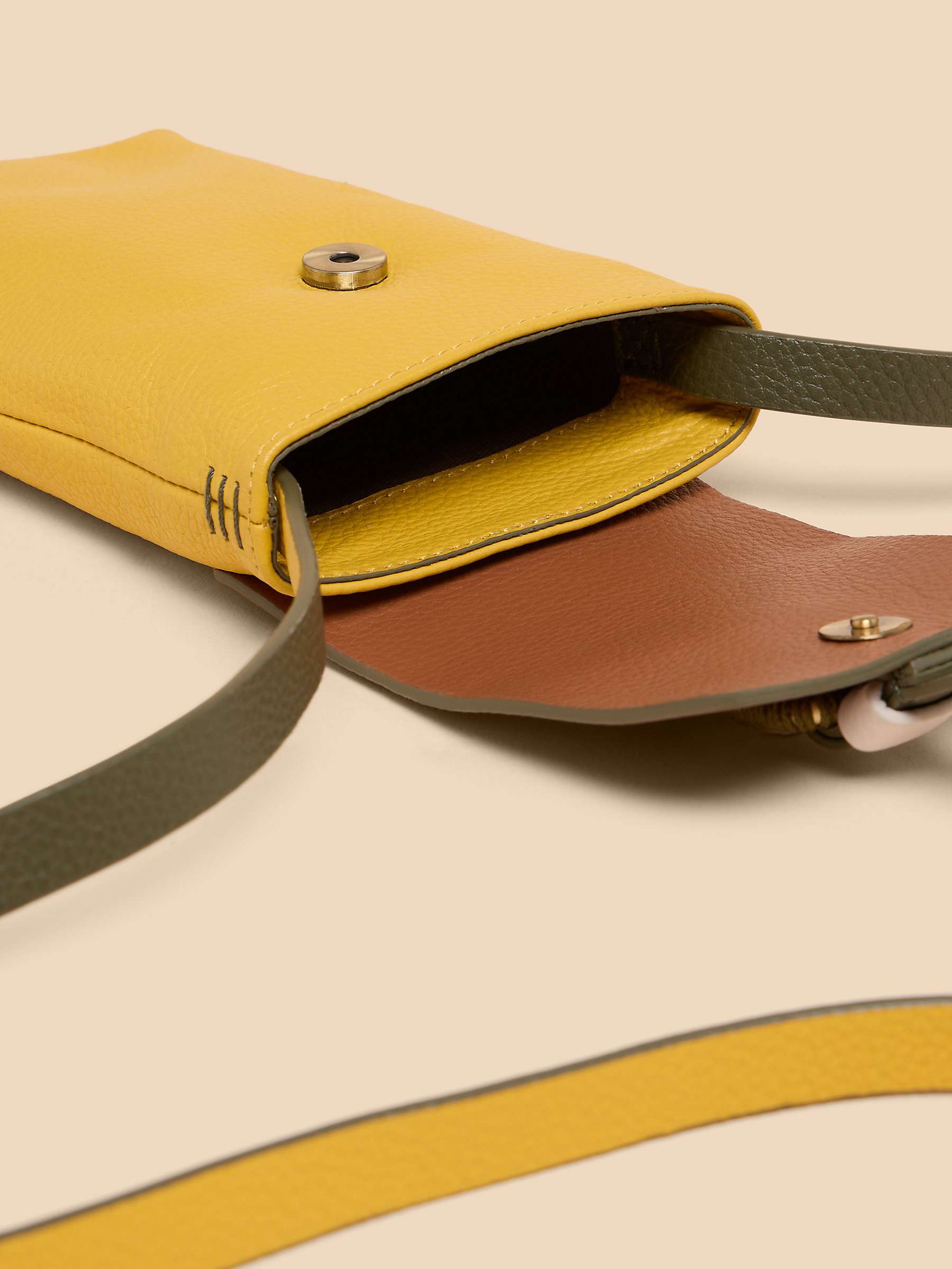 Buy White Stuff Leather Phone Bag, Yellow/Multi Online at johnlewis.com