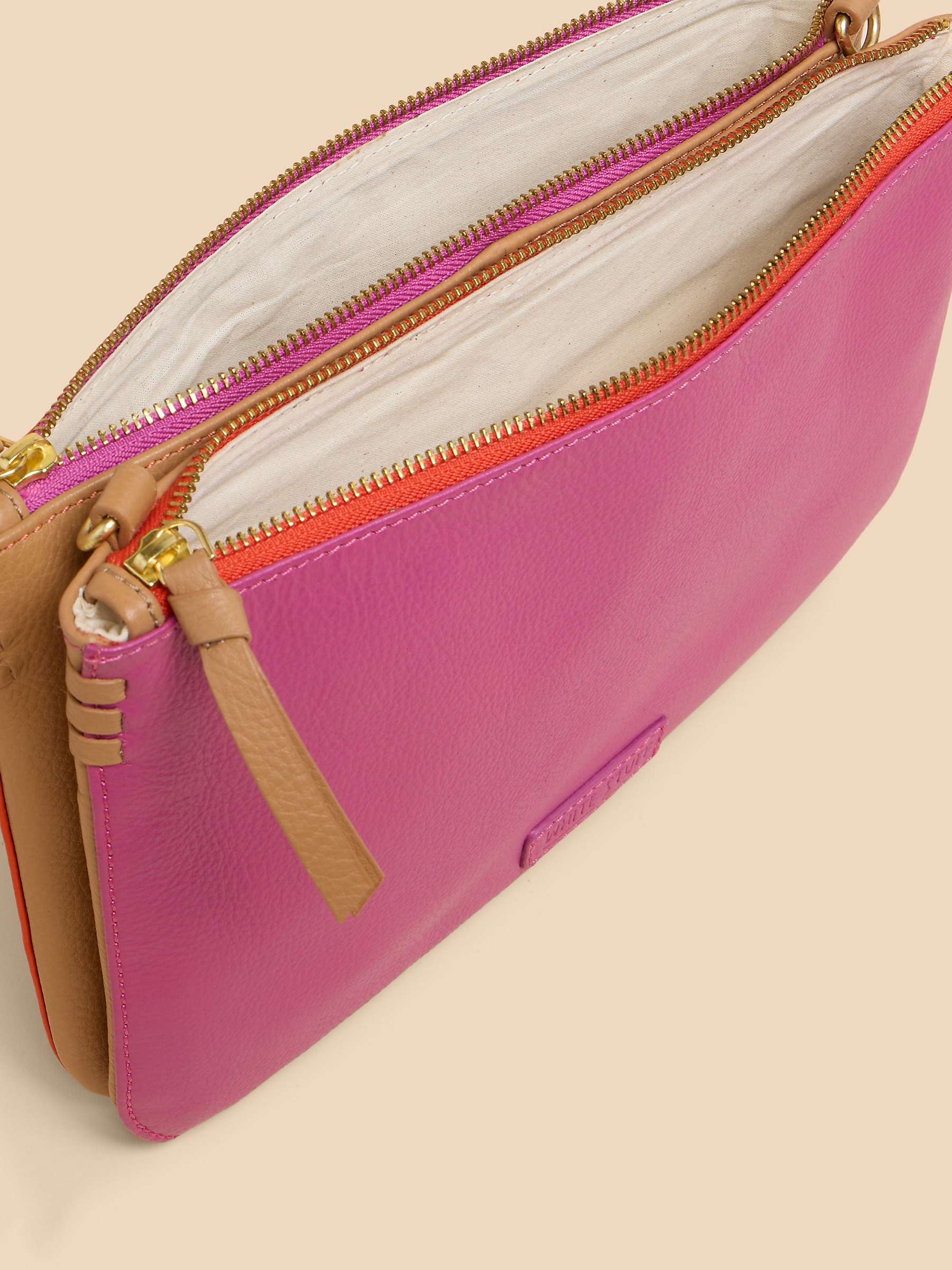 Buy White Stuff Convertible Leather Dual Pouch Bag, Orange/Multi Online at johnlewis.com
