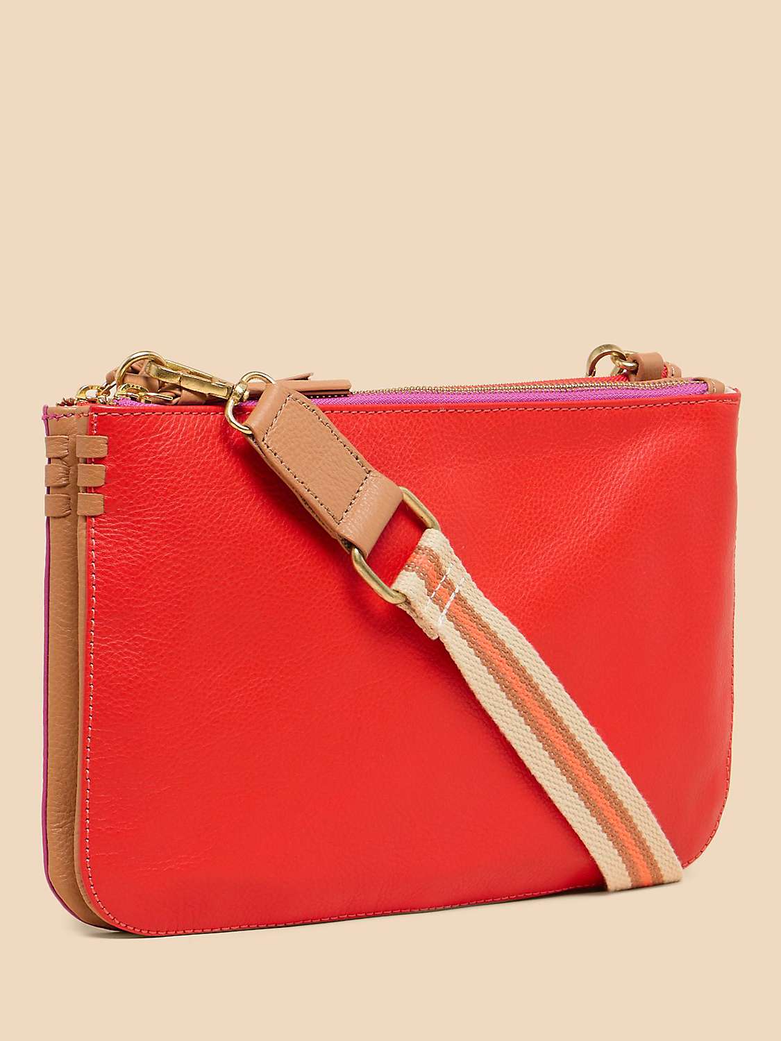 Buy White Stuff Convertible Leather Dual Pouch Bag, Orange/Multi Online at johnlewis.com