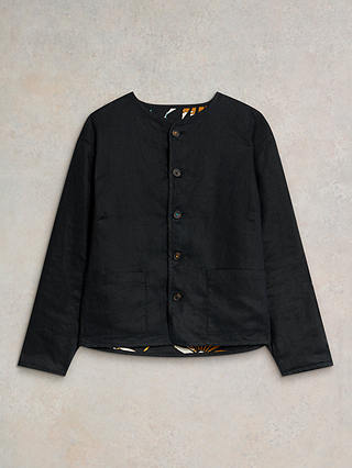 White Stuff Adele Reversible Linen Jacket, Black/Multi