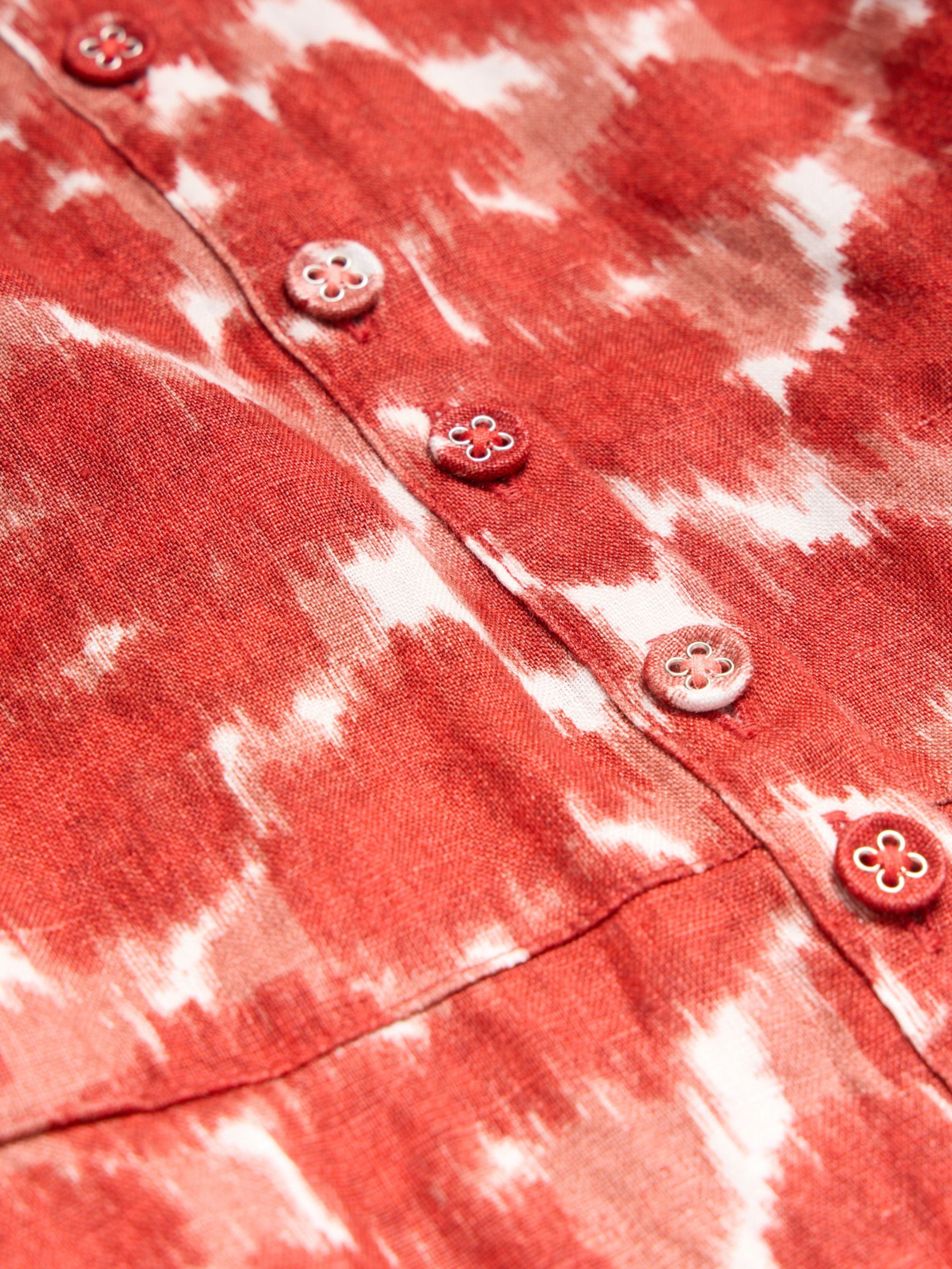 White Stuff Ivy Abstract Print Linen Midi Dress, Red, 12