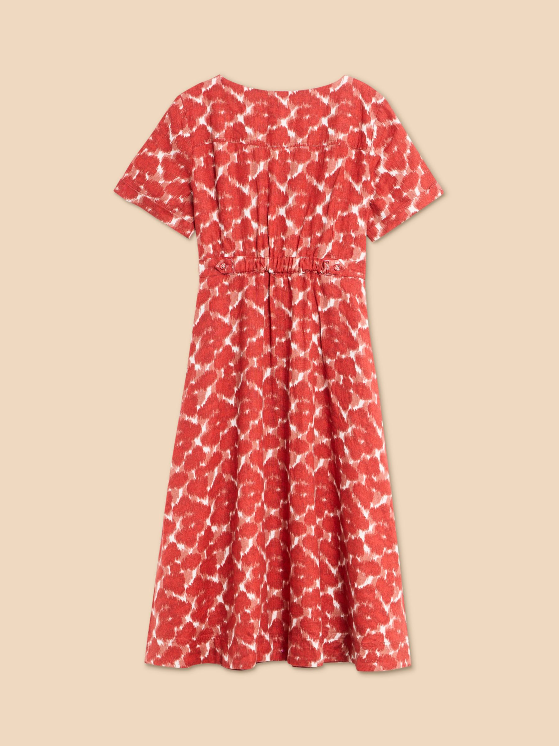Buy White Stuff Ivy Abstract Print Linen Midi Dress, Red Online at johnlewis.com