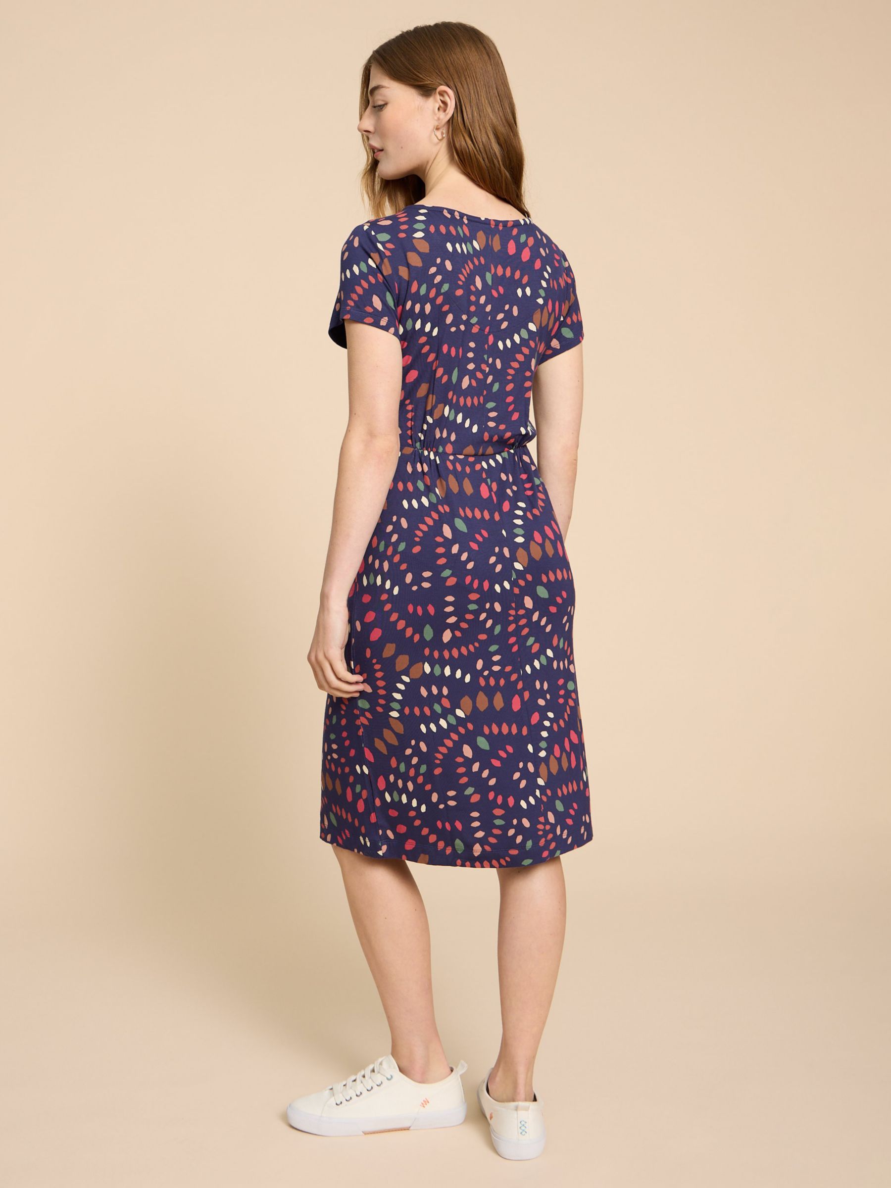 Buy White Stuff Tallie Abstract EcoVero Jersey Knee Length Dress, Navy Online at johnlewis.com
