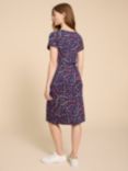 White Stuff Tallie Abstract EcoVero Jersey Knee Length Dress, Navy, Navy