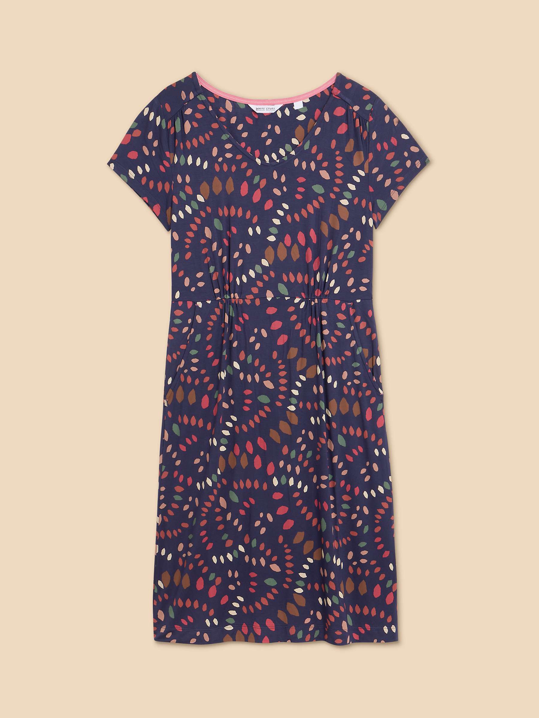 Buy White Stuff Tallie Abstract EcoVero Jersey Knee Length Dress, Navy Online at johnlewis.com
