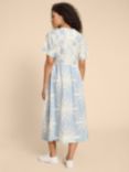 White Stuff Pip Floral Linen Blend Midi Dress, Blue