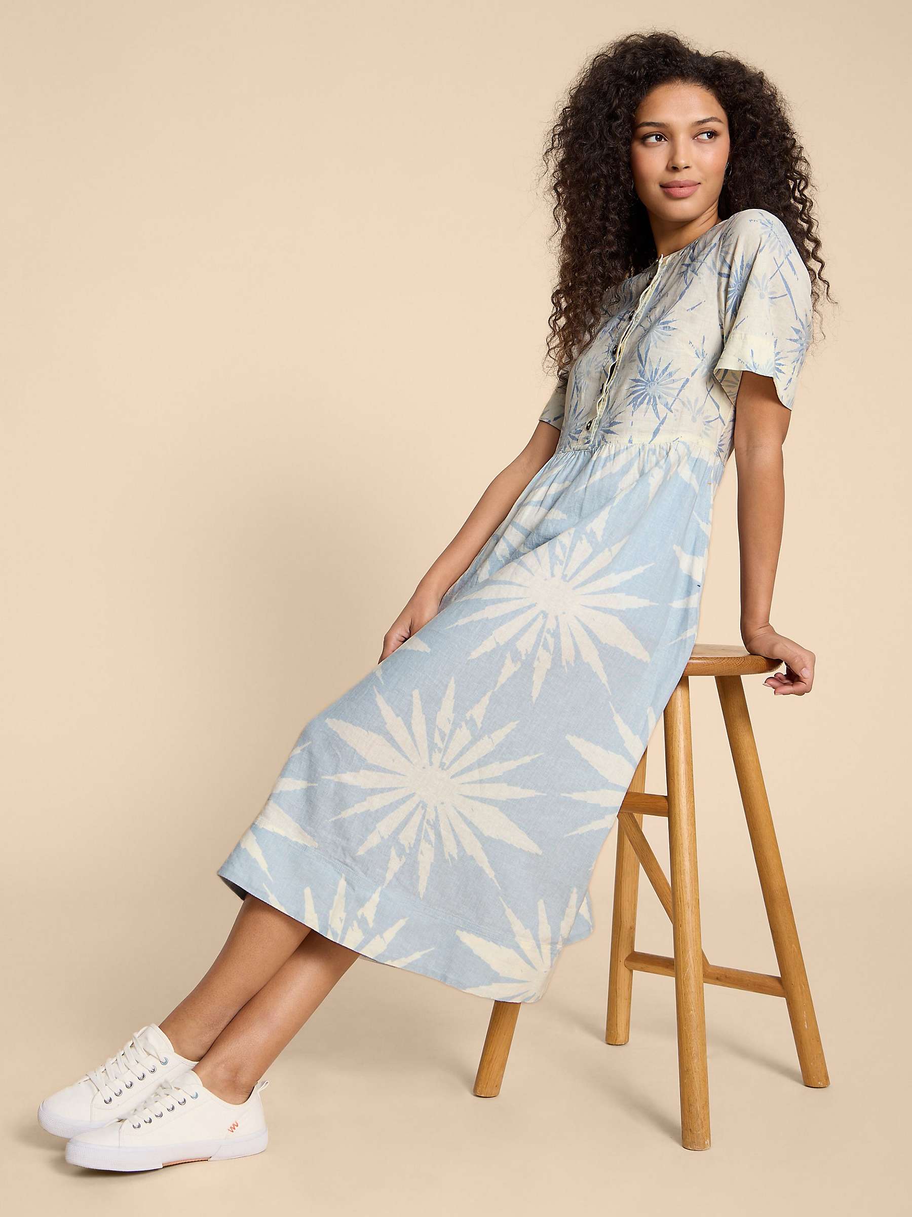 Buy White Stuff Pip Floral Linen Blend Midi Dress, Blue Online at johnlewis.com