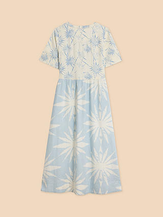 White Stuff Pip Floral Linen Blend Midi Dress, Blue