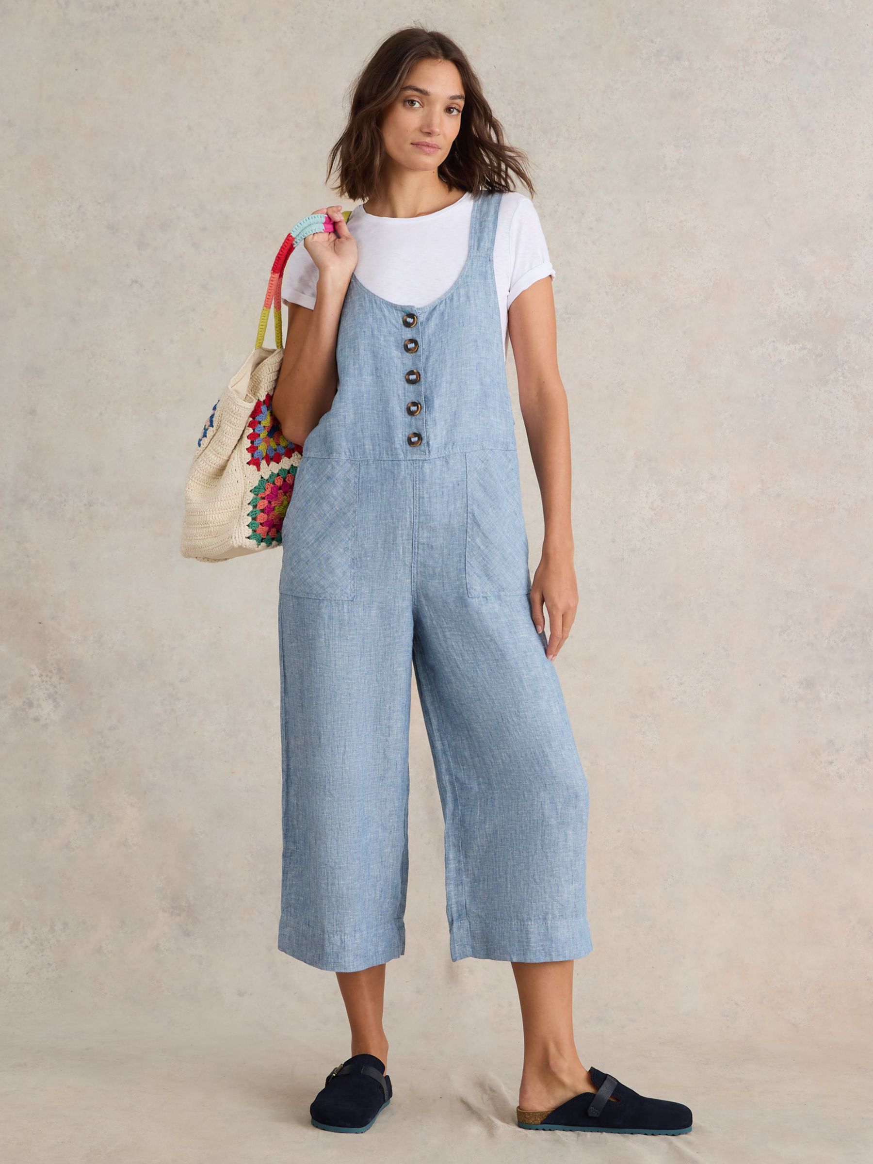 White Stuff Tinsley Grey Denim Relaxed Dungarees