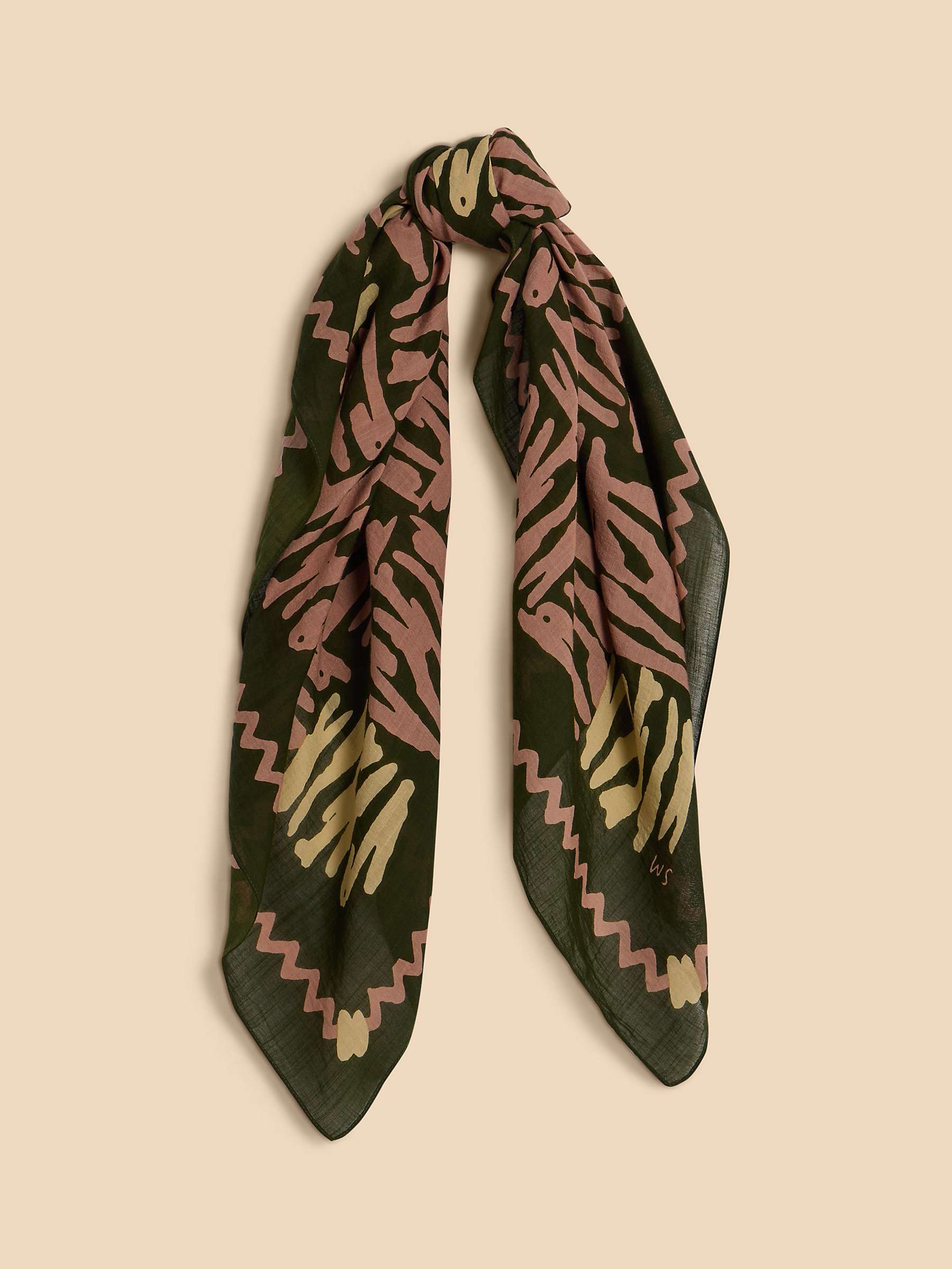 Buy White Stuff Scribble Check Square Scarf, Green/Multi Online at johnlewis.com