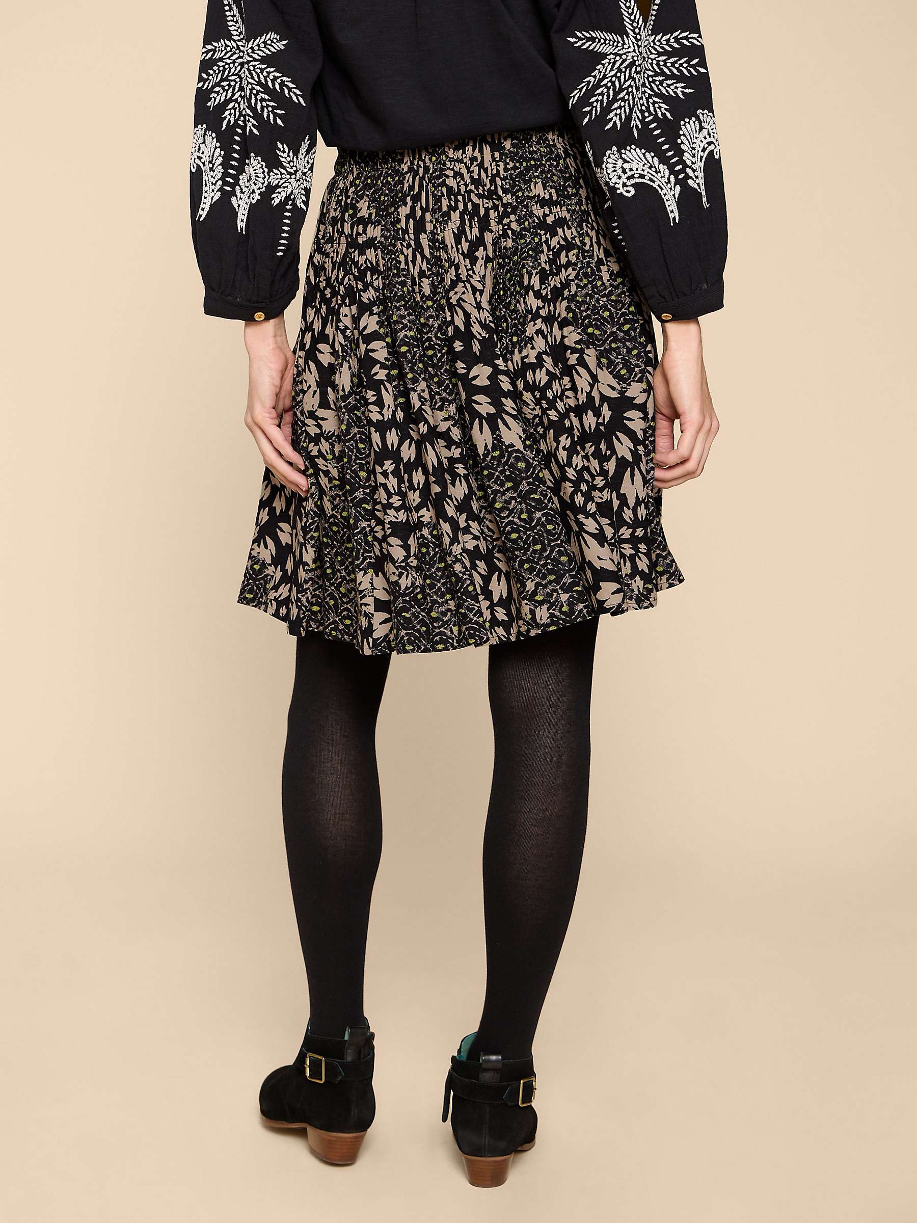 Buy White Stuff Ari Ecovero Mini Skirt, Black/Multi Online at johnlewis.com