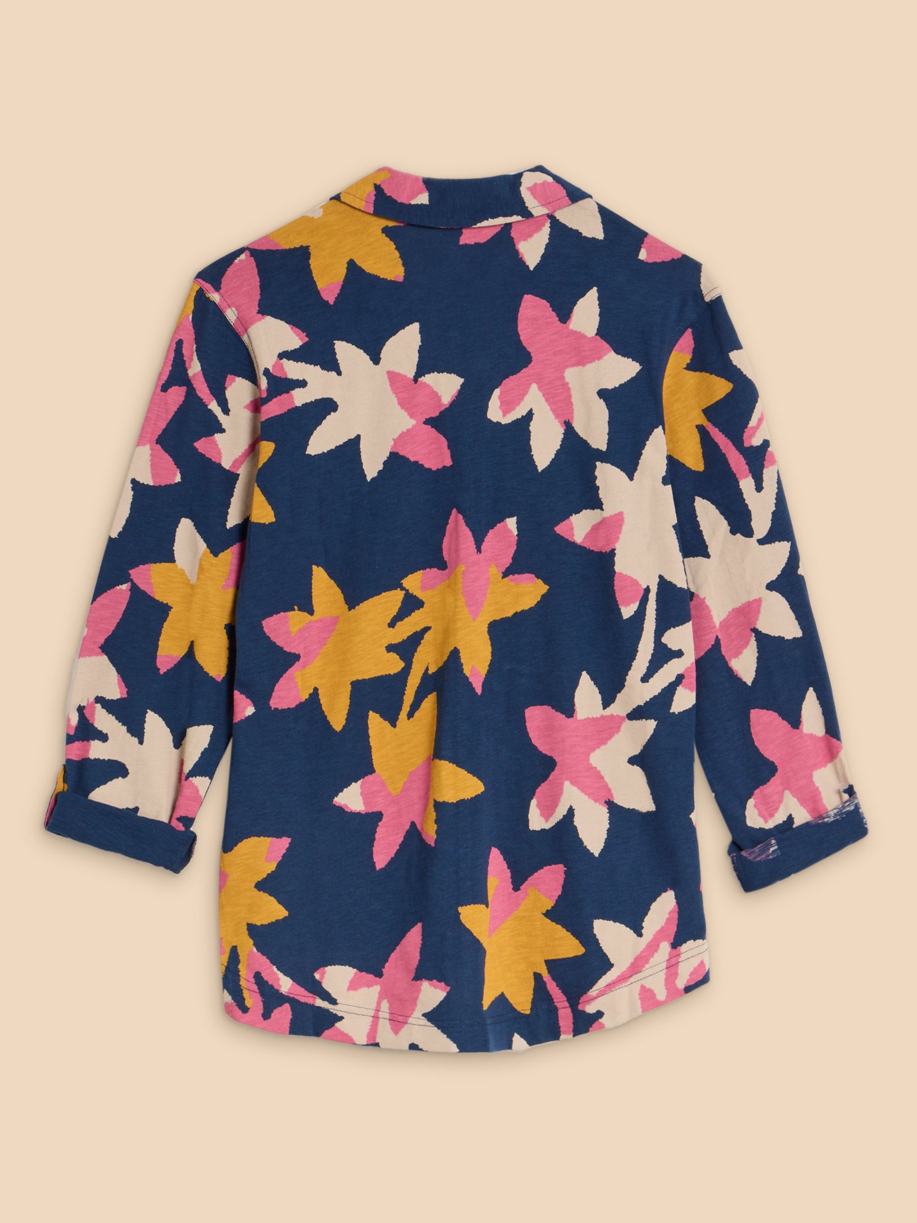 White Stuff Annie Floral Jersey Shirt, Navy/Multi