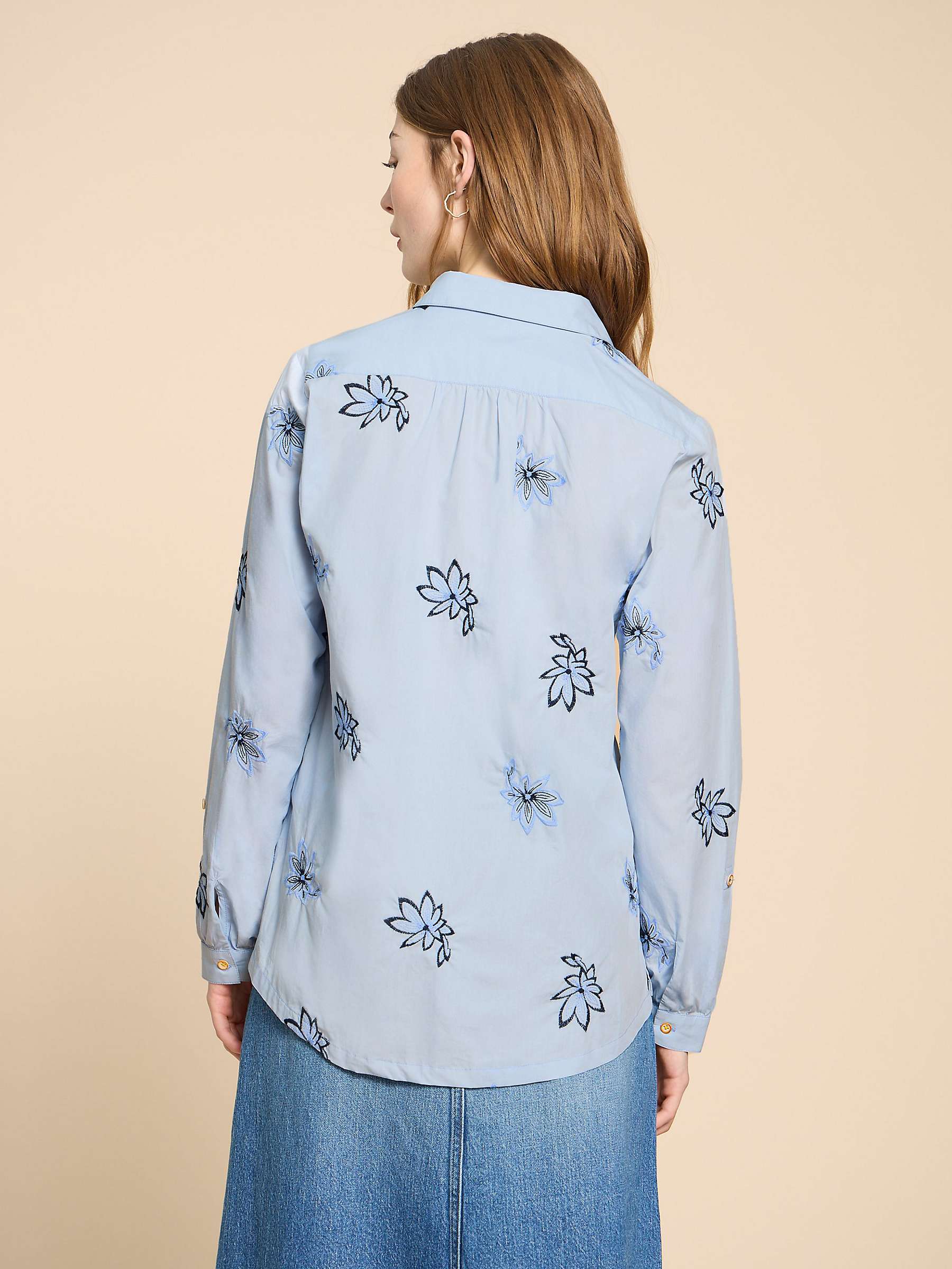 Buy White Stuff Sophie Cotton Embroidered Shirt, Blue Online at johnlewis.com