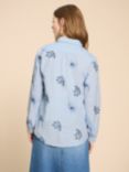 White Stuff Sophie Cotton Embroidered Shirt, Blue