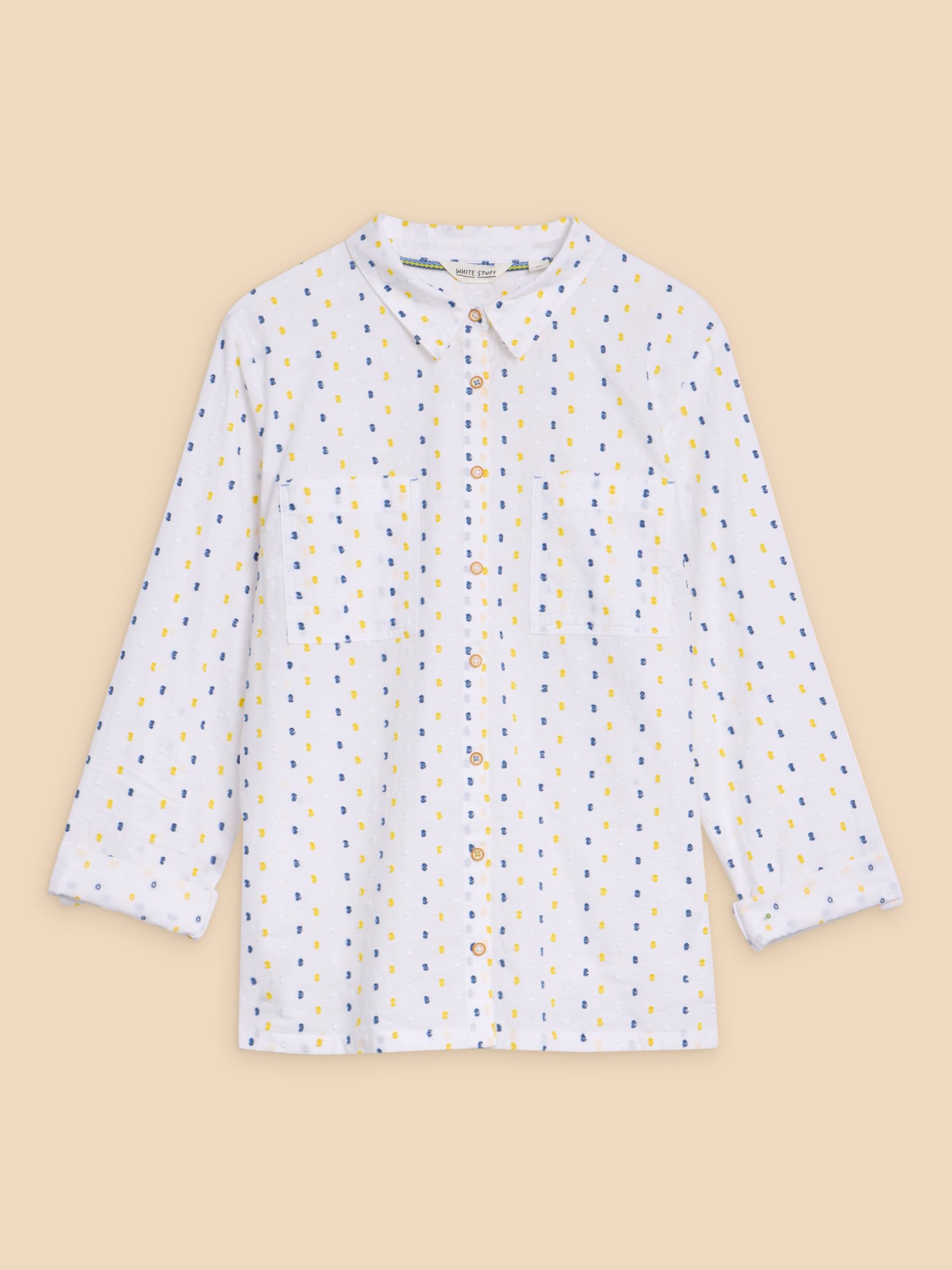 Buy White Stuff Sophie Embroidered Organic Cotton Shirt, Ivory/Multi Online at johnlewis.com