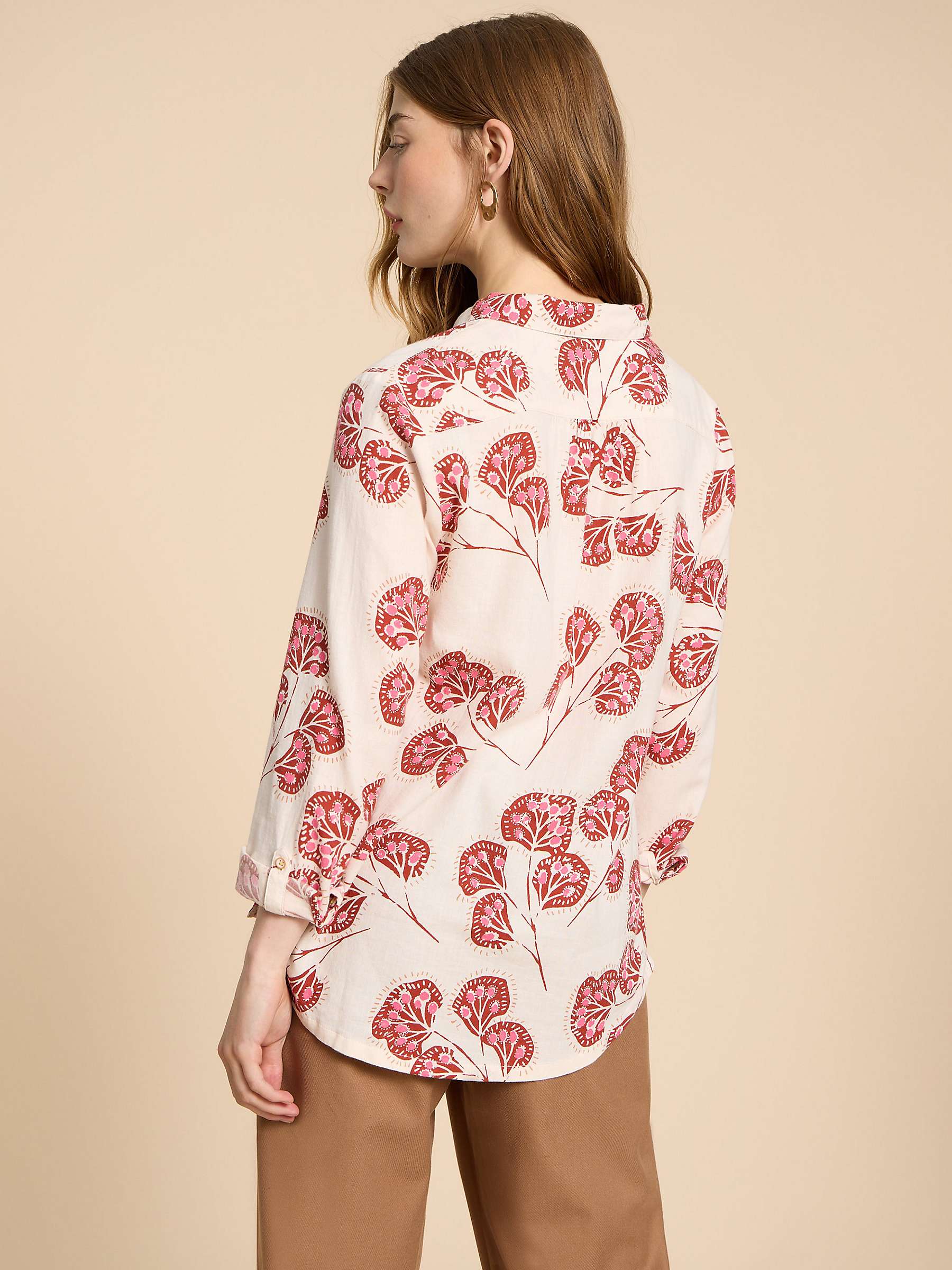 Buy White Stuff Sophie Floral Print Organic Cotton Shirt, Ivory/Multi Online at johnlewis.com