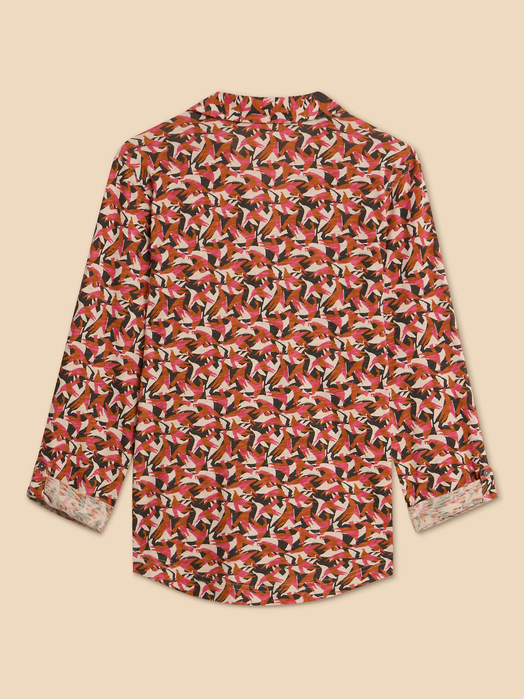 Buy White Stuff Annie Jersey Bird Print Shirt, Pink/Multi Online at johnlewis.com
