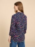 White Stuff Sophie Abstract Print Organic Cotton Shirt, Navy/Multi