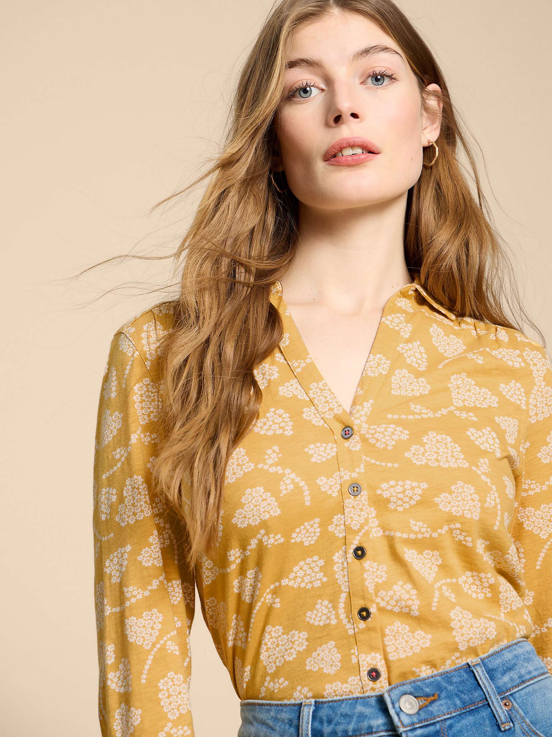 Buy White Stuff Annie Jersey Shirt, Yellow Online at johnlewis.com