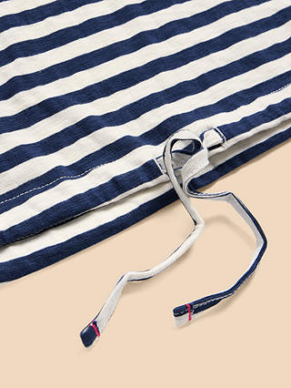 White Stuff Tasha Stripe Print Tie Hem Top, Navy/Multi