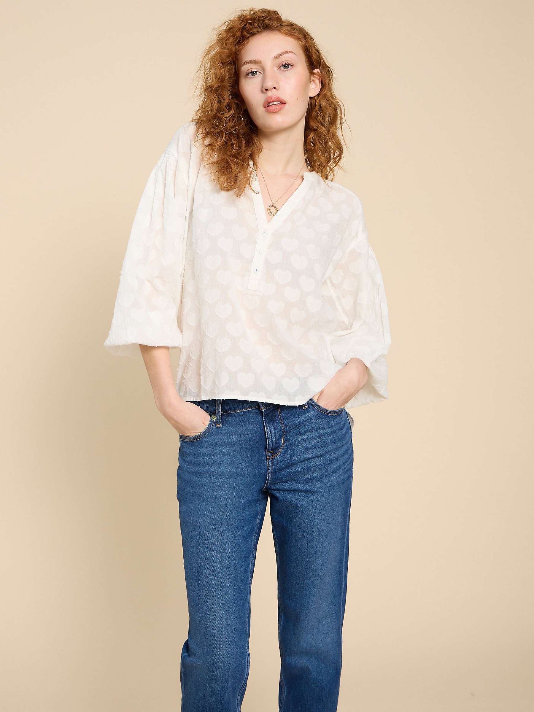 Buy White Stuff Heart Jacquard Top, Pale Ivory Online at johnlewis.com