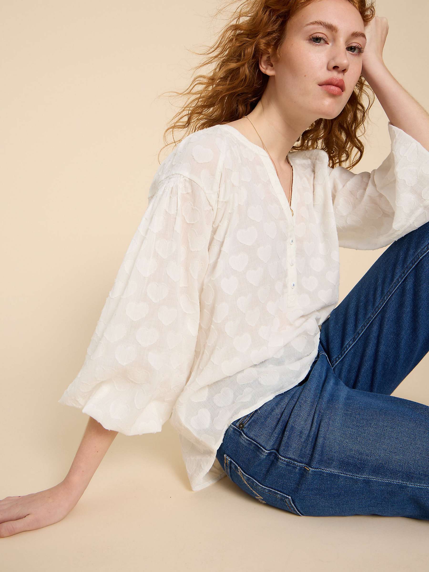 Buy White Stuff Heart Jacquard Top, Pale Ivory Online at johnlewis.com