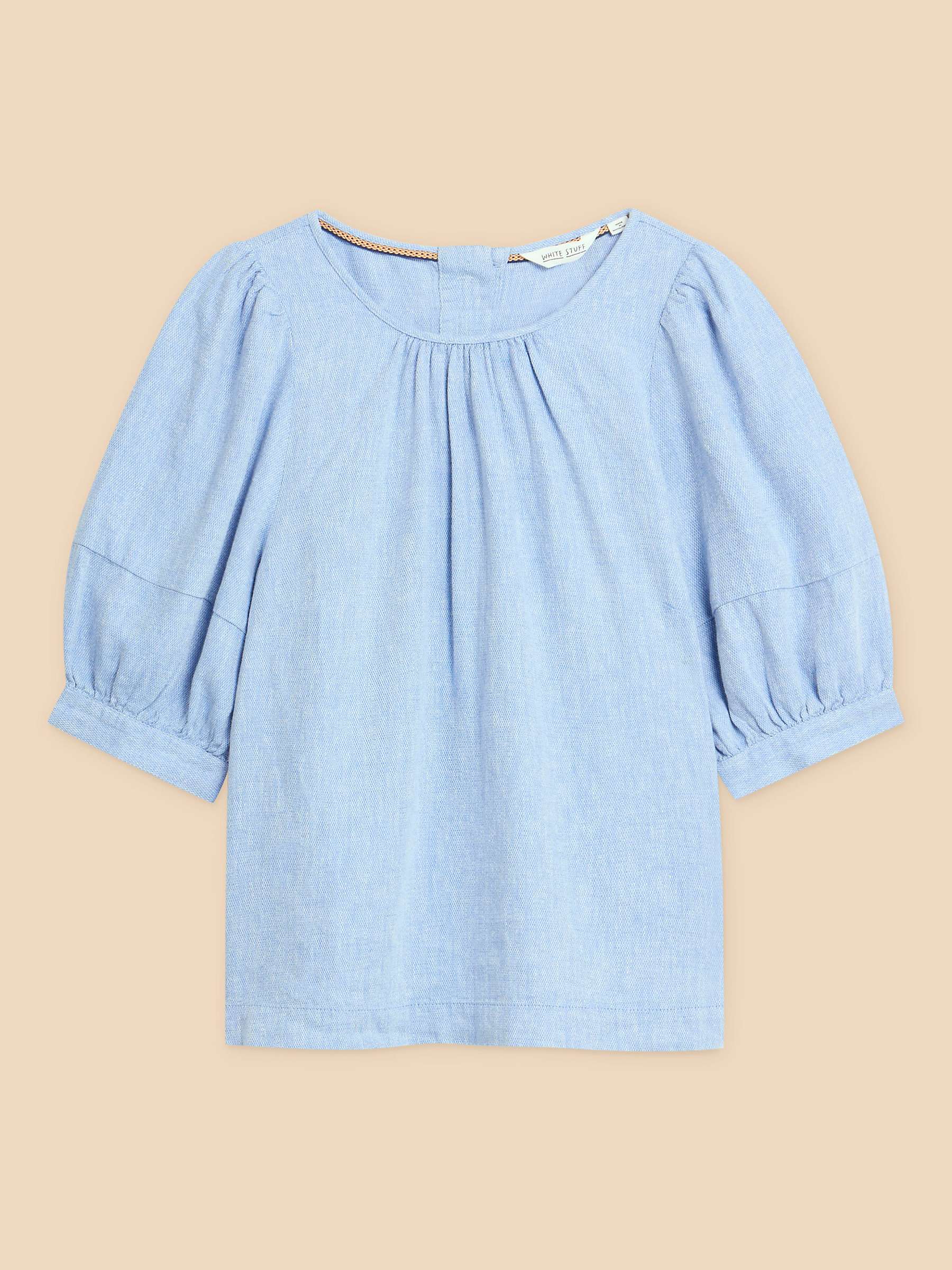 Buy White Stuff Shelly Linen Blend Top, Chambray Blue Online at johnlewis.com