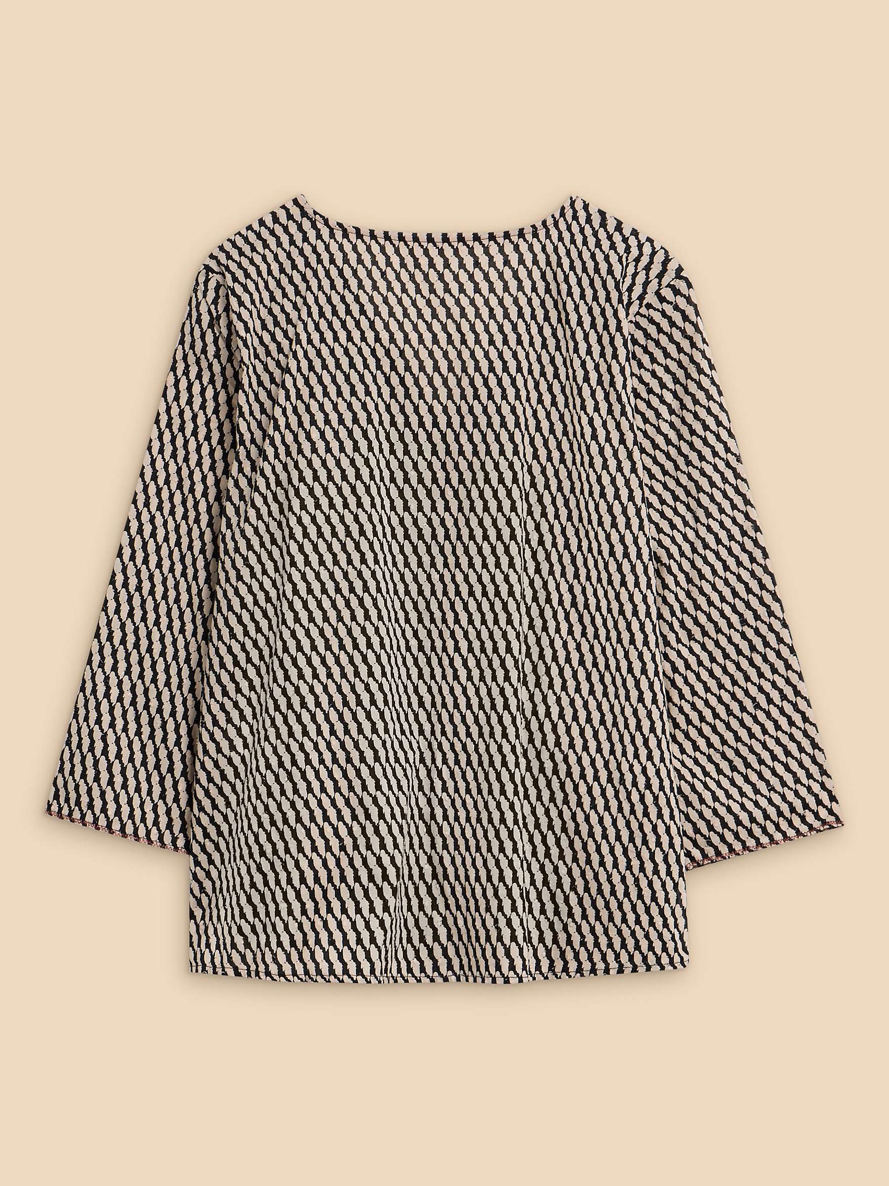 Buy White Stuff Geometric Print Organic Cotton Shirt, Black Online at johnlewis.com