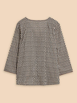 White Stuff Geometric Print Organic Cotton Shirt, Black