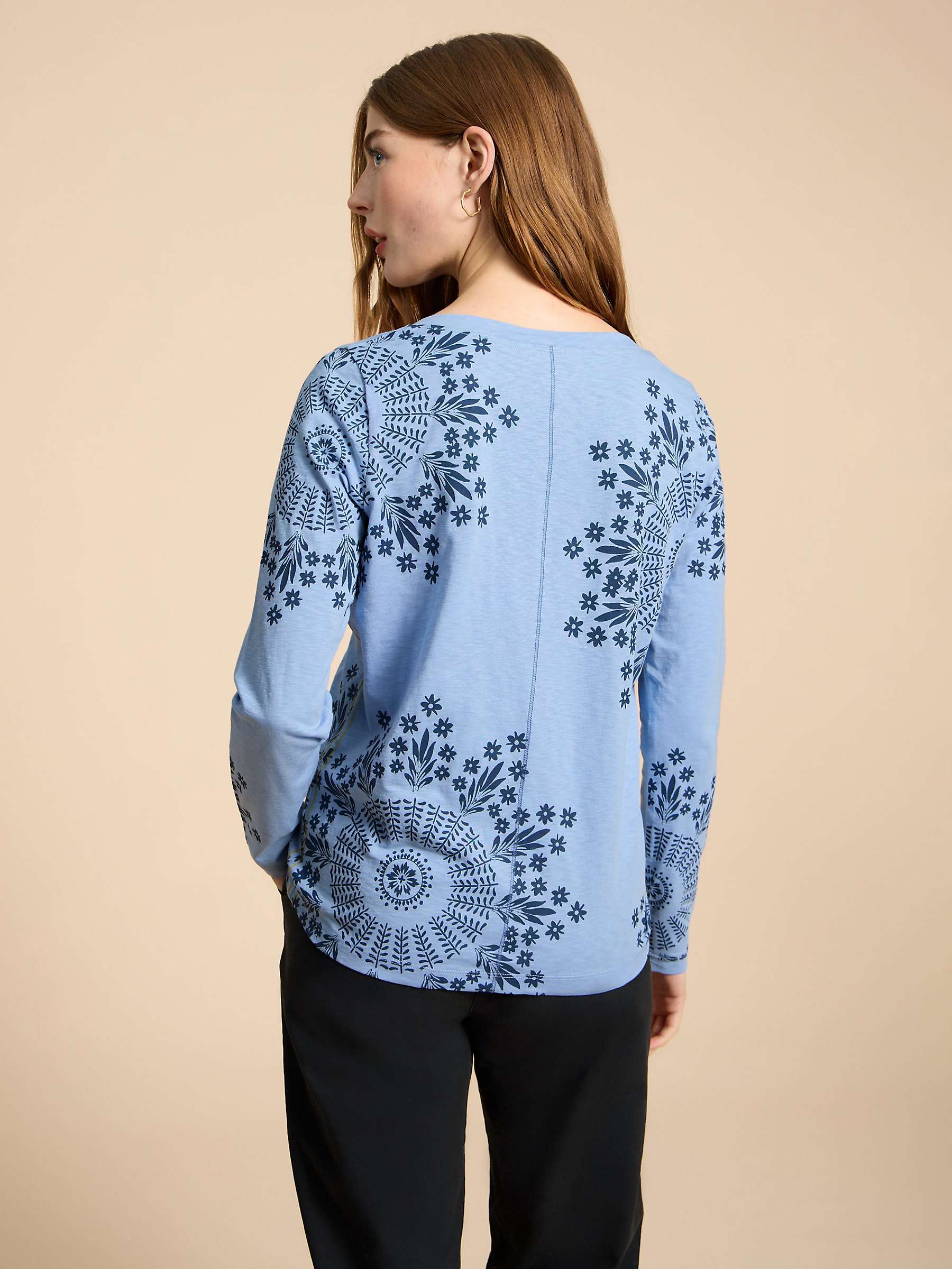 Buy White Stuff Nelly Long Sleeve Floral Print T-Shirt, Blue/Multi Online at johnlewis.com