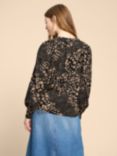 White Stuff Ari Ecovero Top, Black/Multi