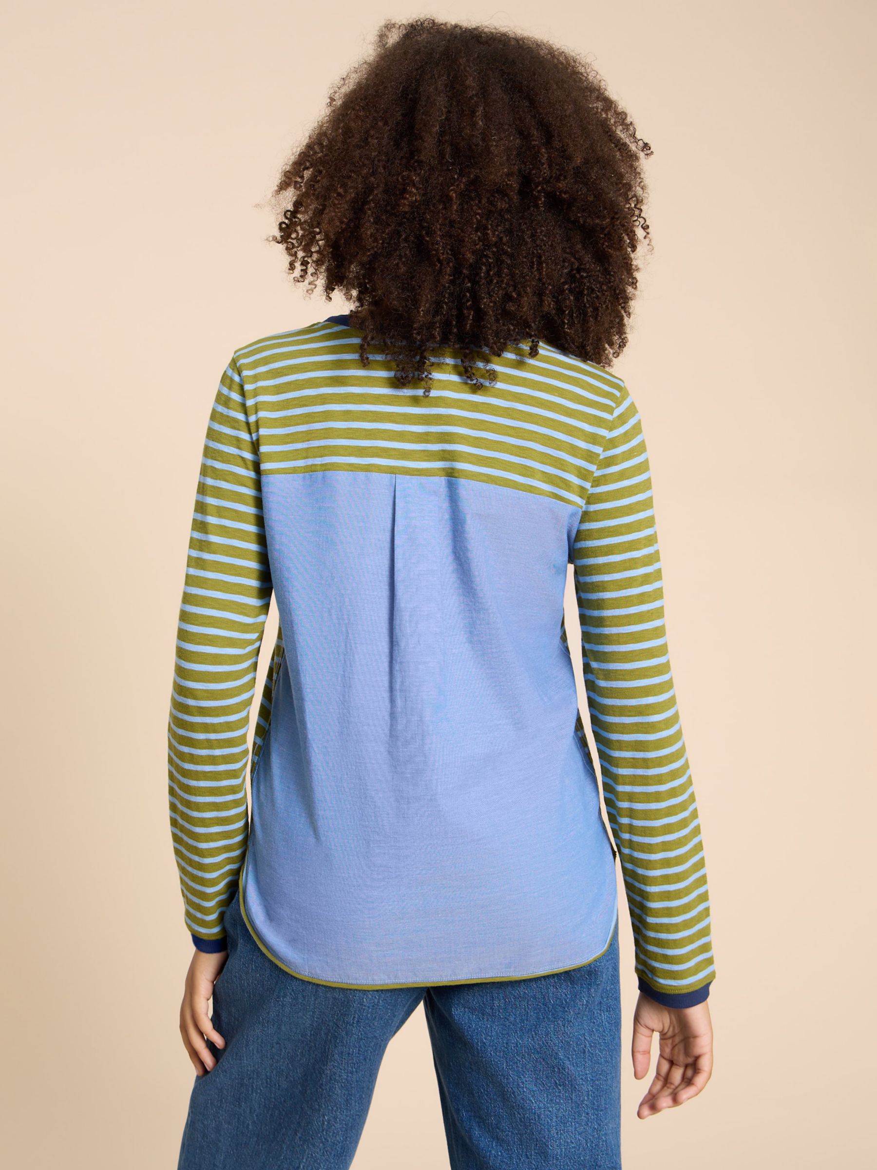 Buy White Stuff Clara Stripe Back Panel Jersey Top, Green/Multi Online at johnlewis.com