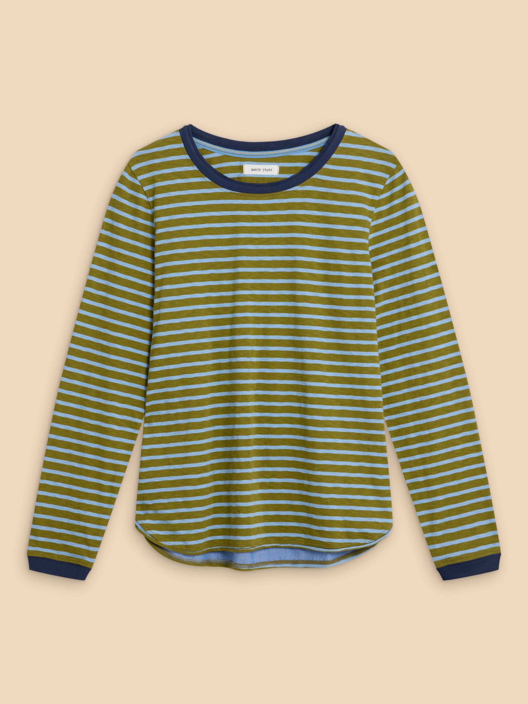 Buy White Stuff Clara Stripe Back Panel Jersey Top, Green/Multi Online at johnlewis.com