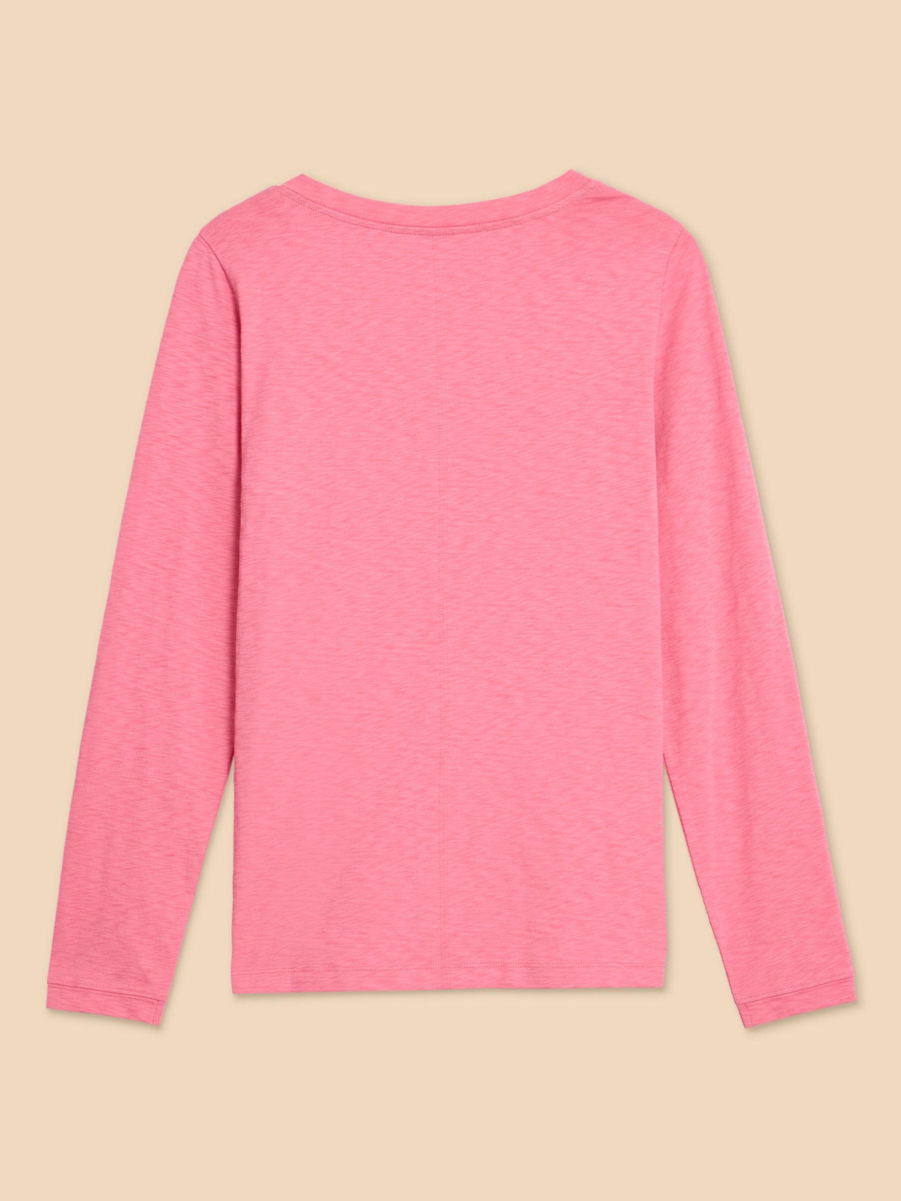 White Stuff Nelly Cotton Long Sleeve Top, Mid Pink at John Lewis & Partners