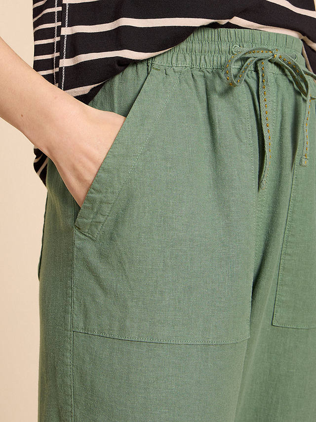 White Stuff Elle Linen Blend Trousers, Mid Green