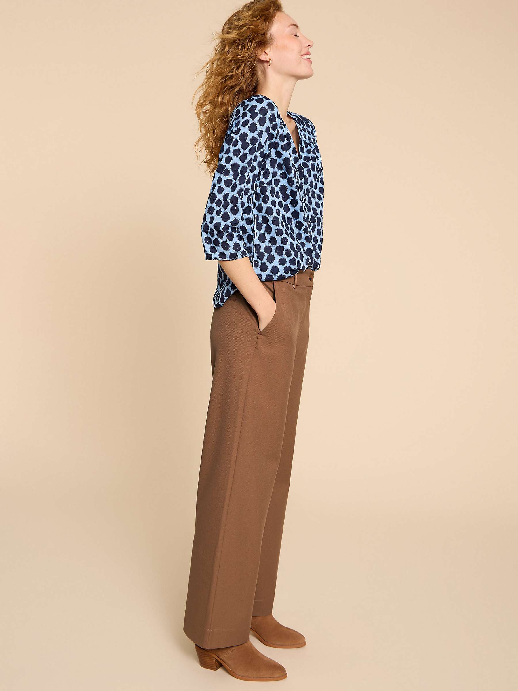 Buy White Stuff Tailored Wide Leg Trousers, Mid Tan Online at johnlewis.com