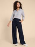 White Stuff Wide Leg Trousers, Navy/Multi