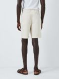 John Lewis Cotton & Linen Blend Pleat Shorts, Natural