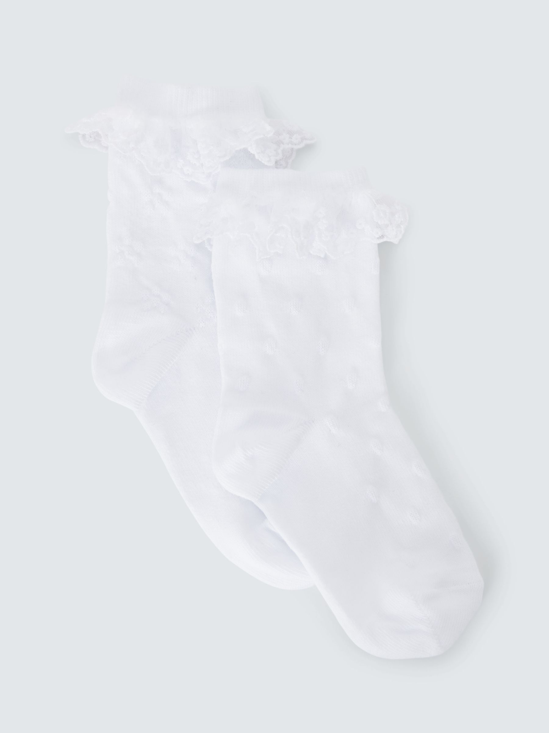 John Lewis Kids' Frill Top Socks, Pack of 2, White, 6-8.5 Jnr