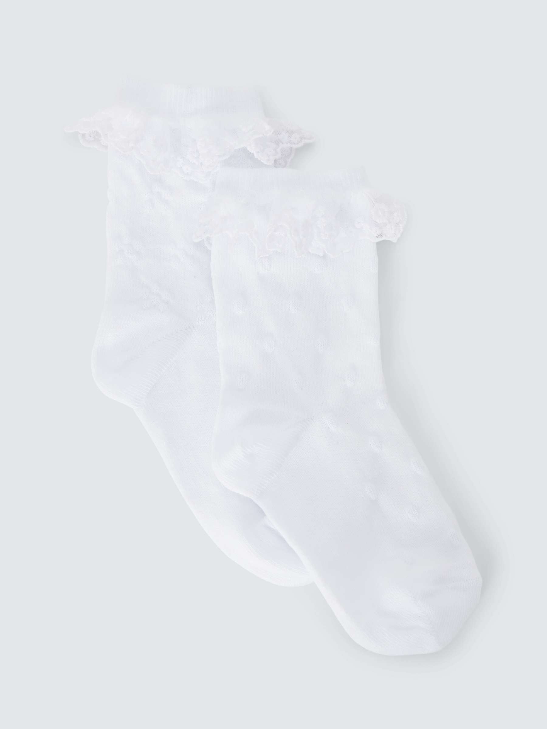 Buy John Lewis Kids' Frill Top Socks, Pack of 2, White Online at johnlewis.com
