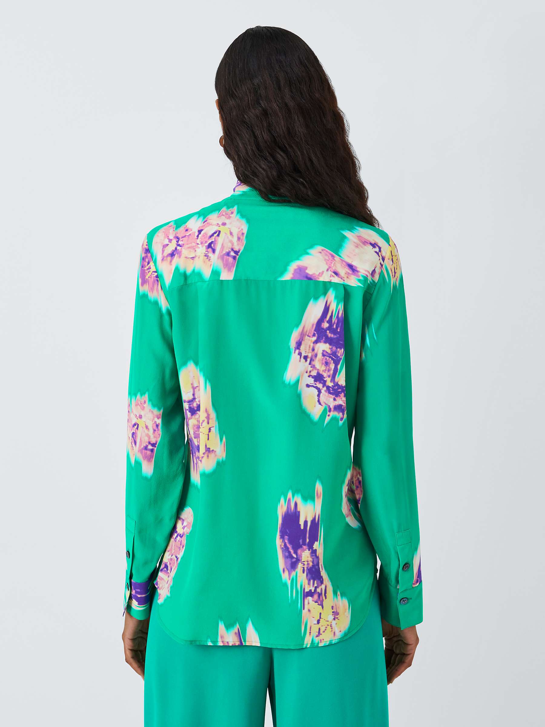 Buy Equipment Miki Abstract Print Silk Blouse, Emerald/Multi Online at johnlewis.com