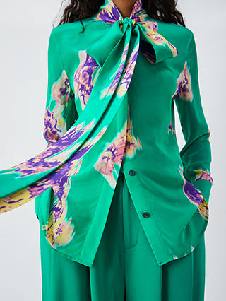 Equipment Miki Abstract Print Silk Blouse, Emerald/Multi